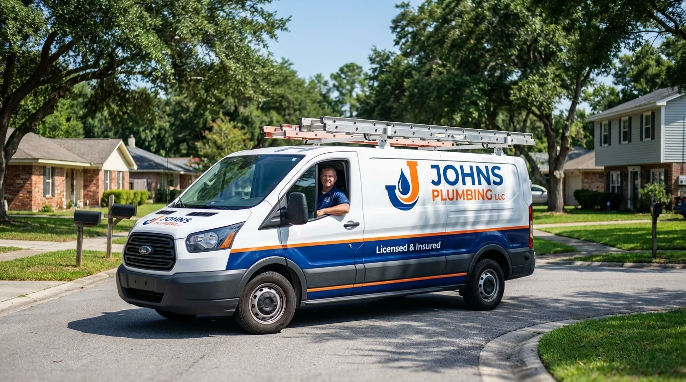 Johns Plumbing LLC service van in Reynoldsville, PA