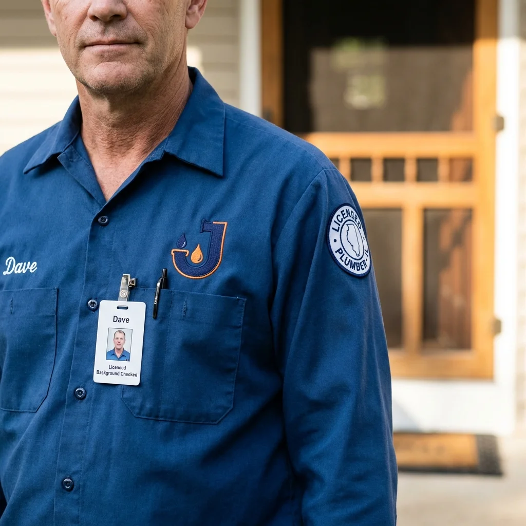Licensed plumber showing ID badge in Reynoldsville, PA