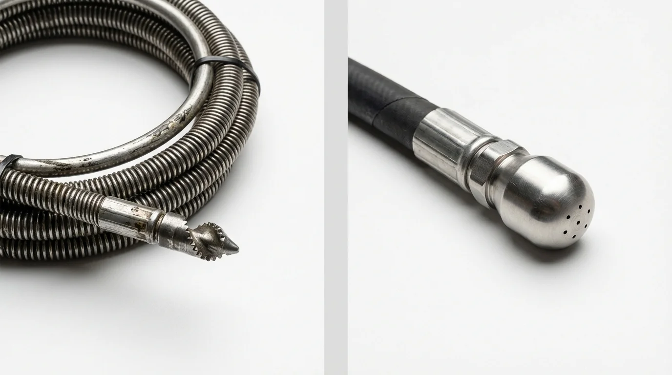 Drain snake cable and hydro jetting nozzle used for drain cleaning in Reynoldsville, PA