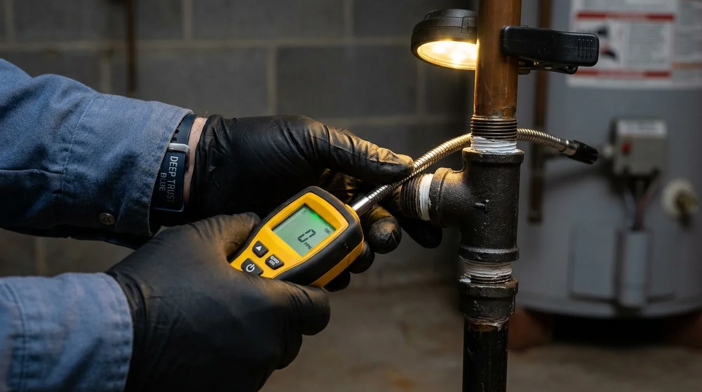 Gas leak detection with electronic sniffer by Johns Plumbing LLC in Reynoldsville