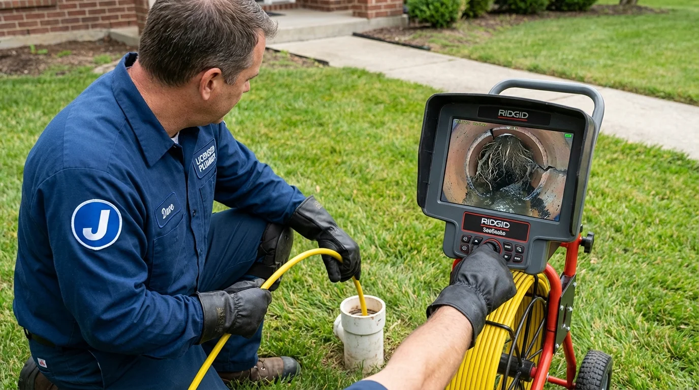 Sewer camera inspection being performed by Johns Plumbing LLC in Reynoldsville